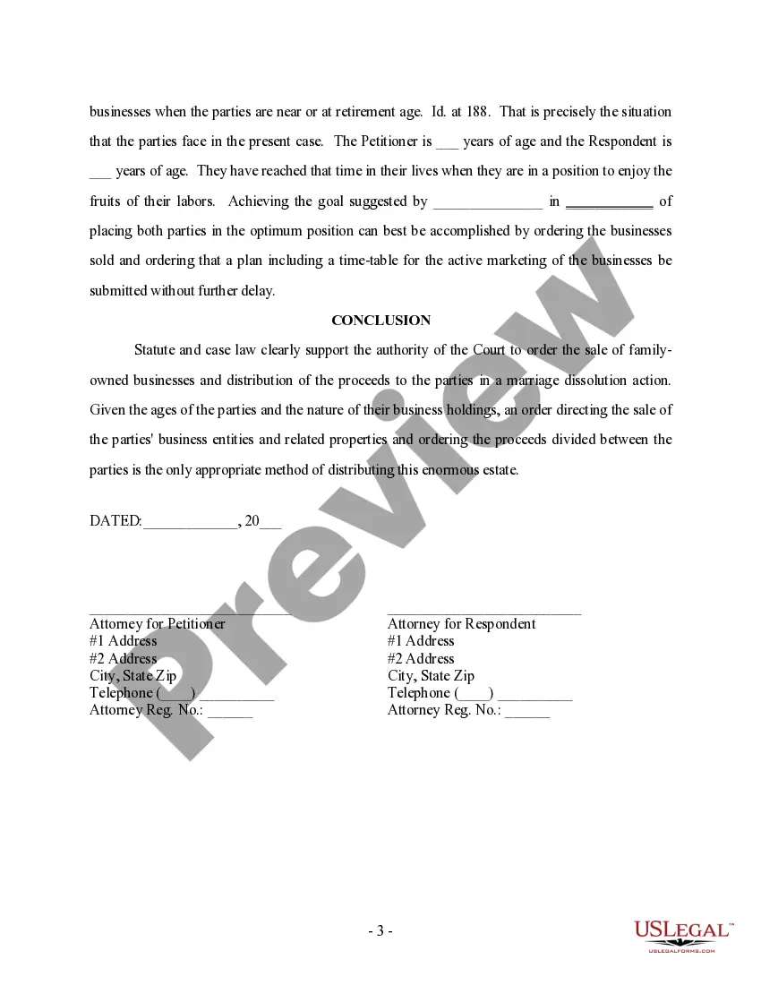 Preview Memorandum Regarding Partition and of Family Owned Business and Related Property