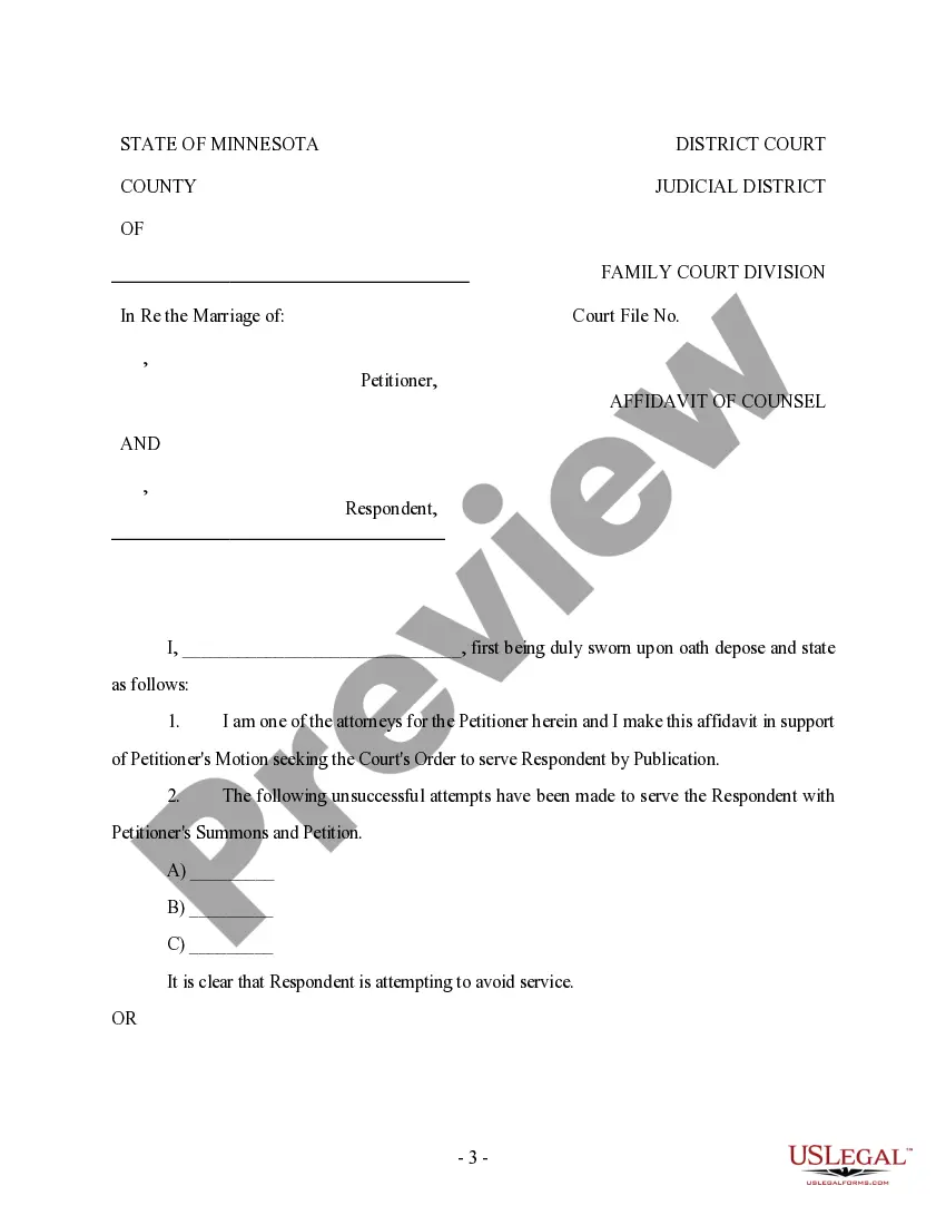 Preview Request for Service by Publication, Affidavit and Summons