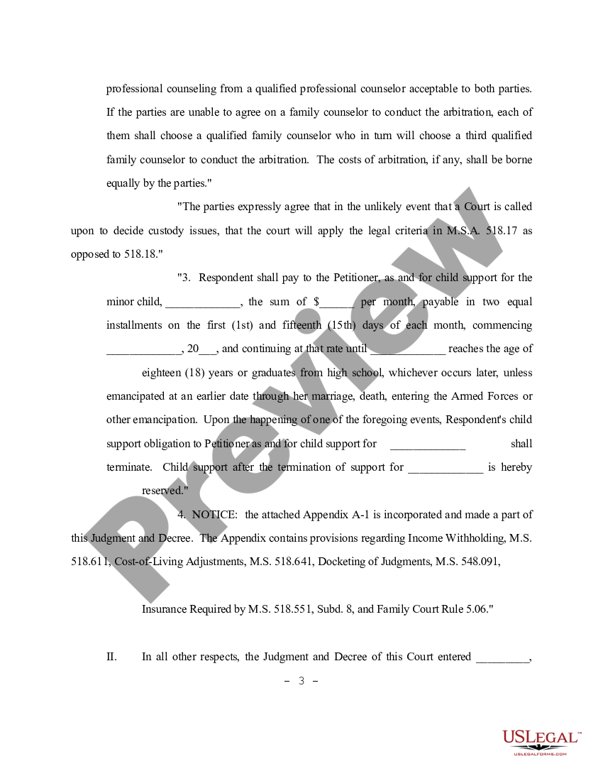 Minnesota Child Custody Forms Without Child Support | US Legal Forms