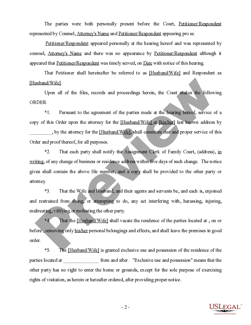 Preview Stipulation and Order for Temporary Relief