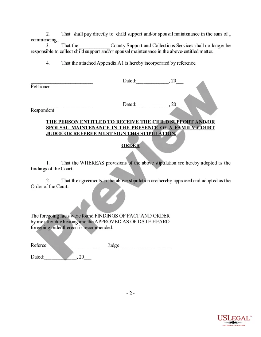 Get Stipulation that Court Ordered Support Be Paid Directly Preview Stipulation that Court Ordered Support Be Paid Directly