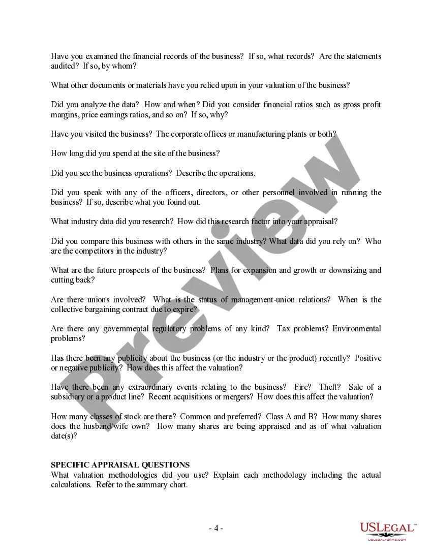 Preview Preliminary Information Questionnaire for Expert Witness