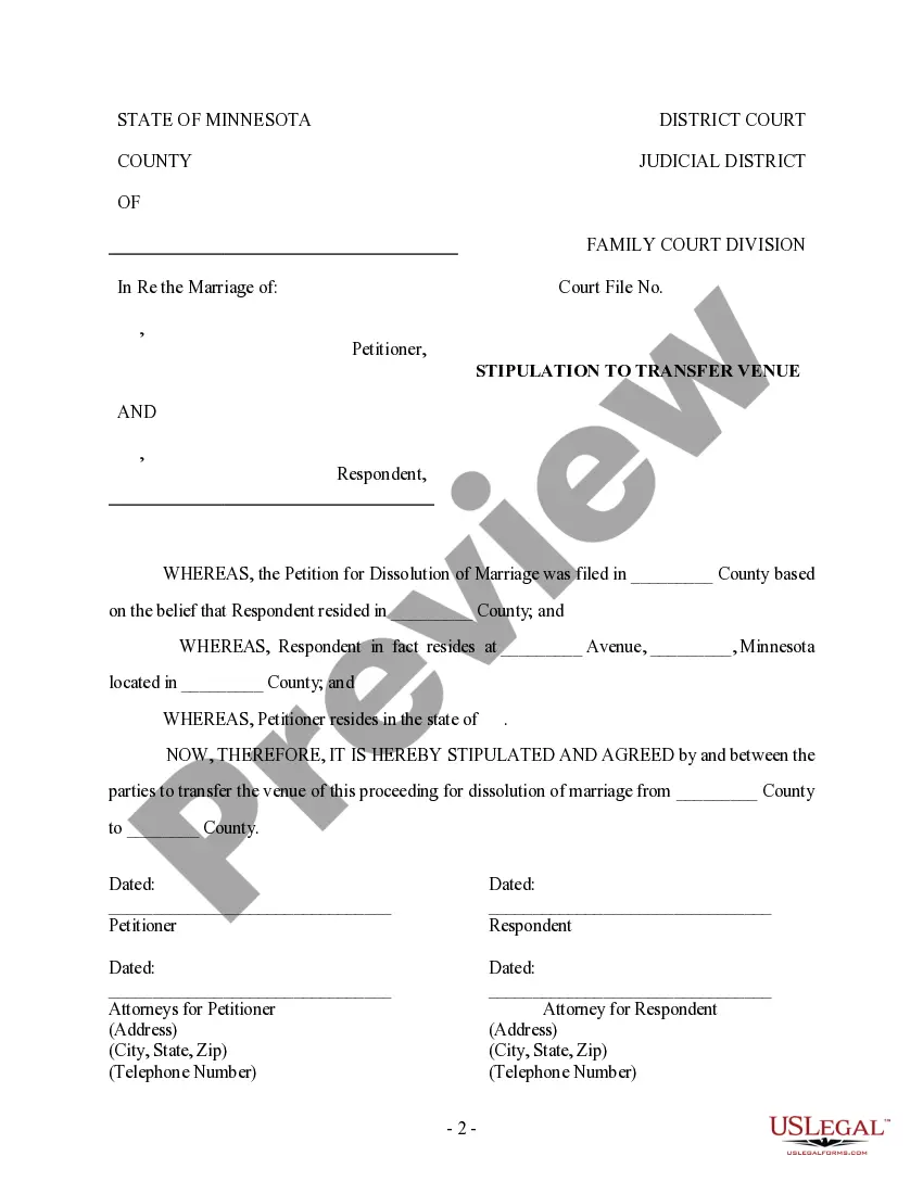 Preview Order to Transfer Venue - Agreed Stipulation