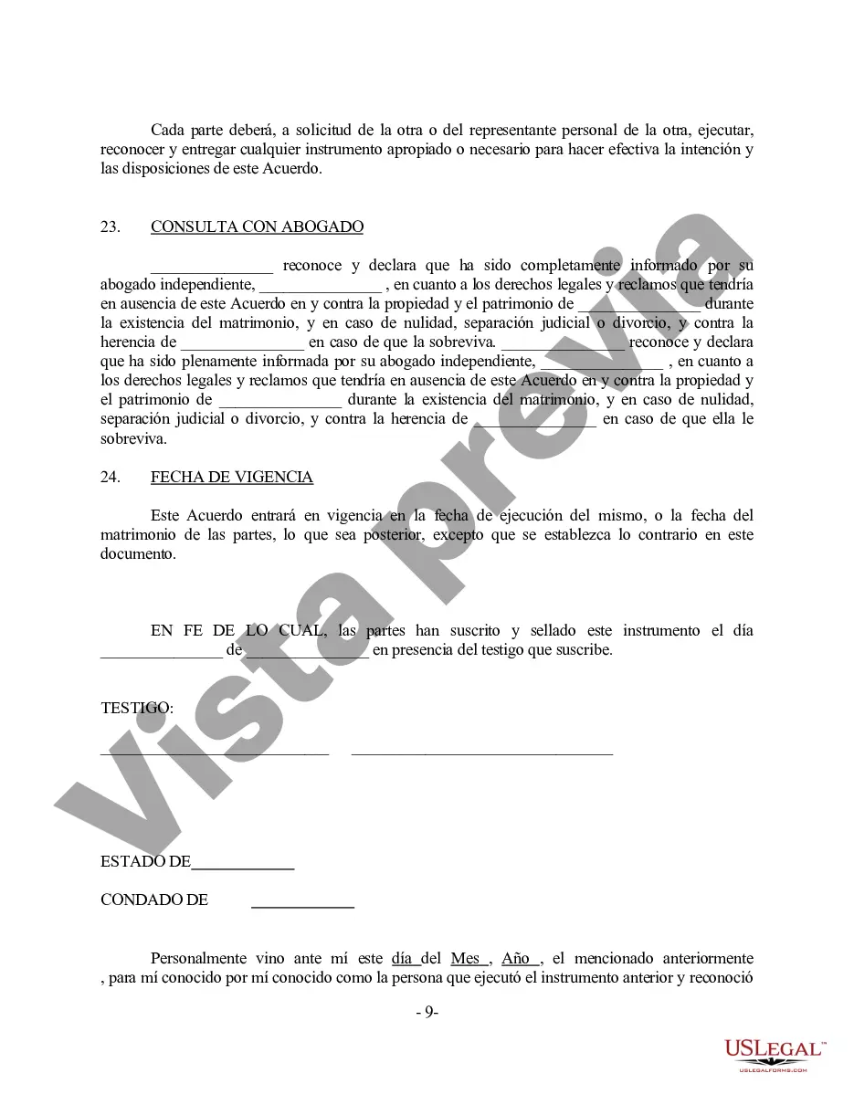 Preview Acuerdo de propiedad prenupcial