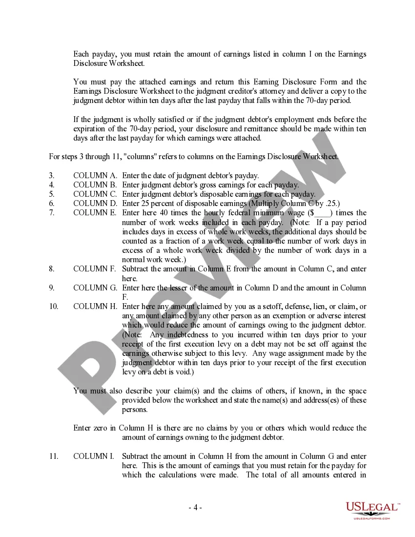 Preview Notice of Third Party Levy and Disclosure - Garnishment