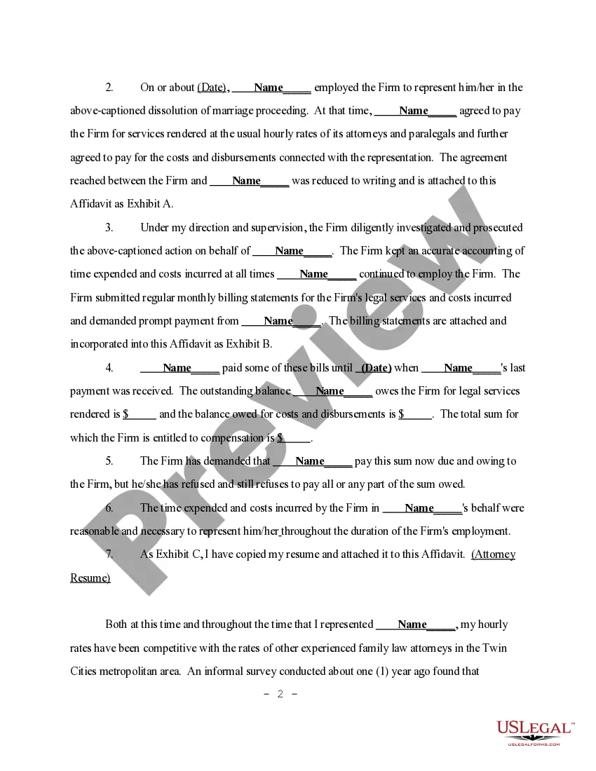 Get Affidavit in Support of Motion to Establish Lien for Unpaid Attorney's Fees Preview Affidavit in Support of Motion to Establish Lien for Unpaid Attorney's Fees