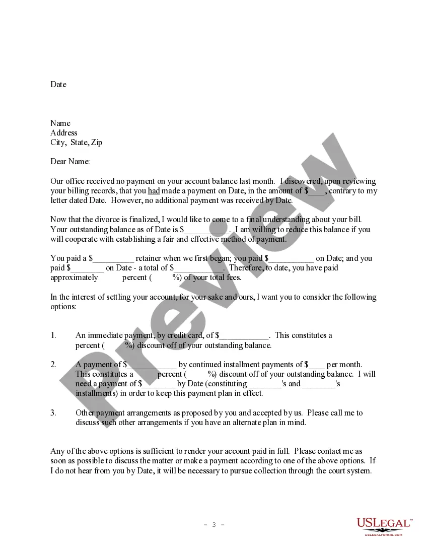 Preview Letter to Client regarding Hearing Scheduled on Client's Outstanding Attorney's Fees