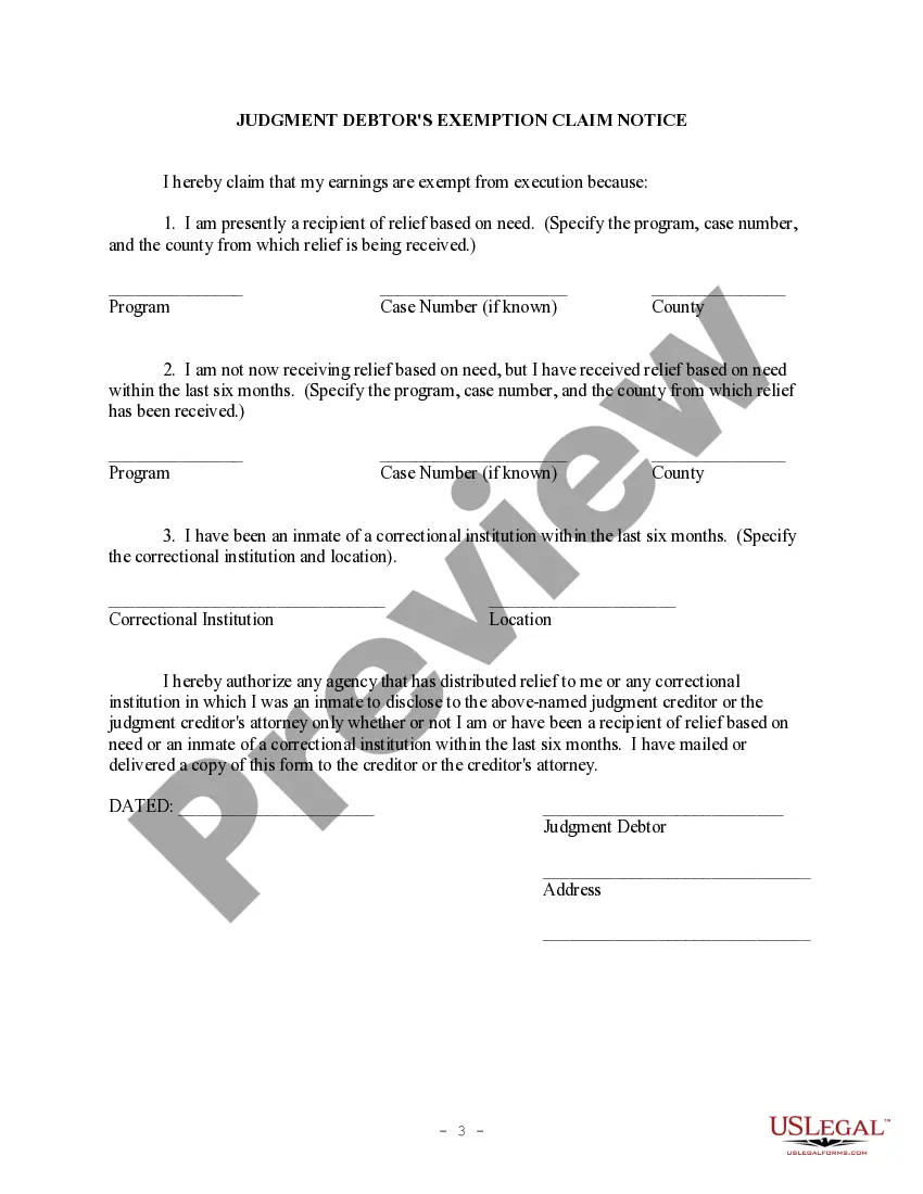 Preview Notice to Judgment Debtor of Creditor's Intent to Levy Upon Earnings in 10 Days