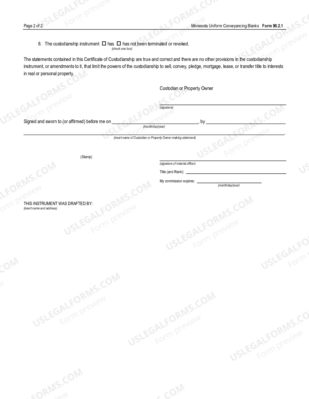 Preview Certificate of Custodianship