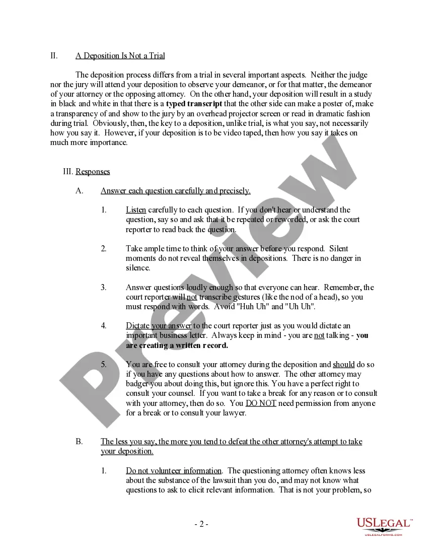 Get Your Deposition - A Client's guide to their deposition by opposing counsel Preview Your Deposition - A Client's guide to their deposition by opposing counsel