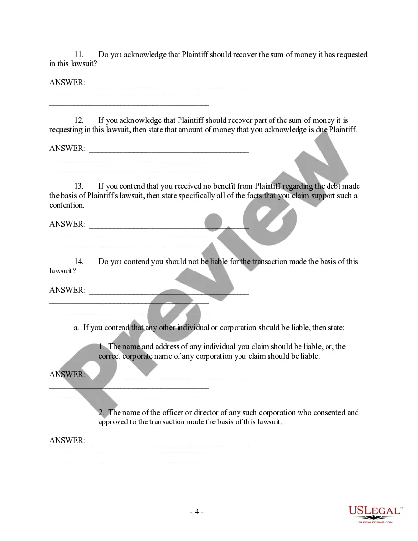 Preview Discovery - Pretrial Interrogatories to Individual Debtor