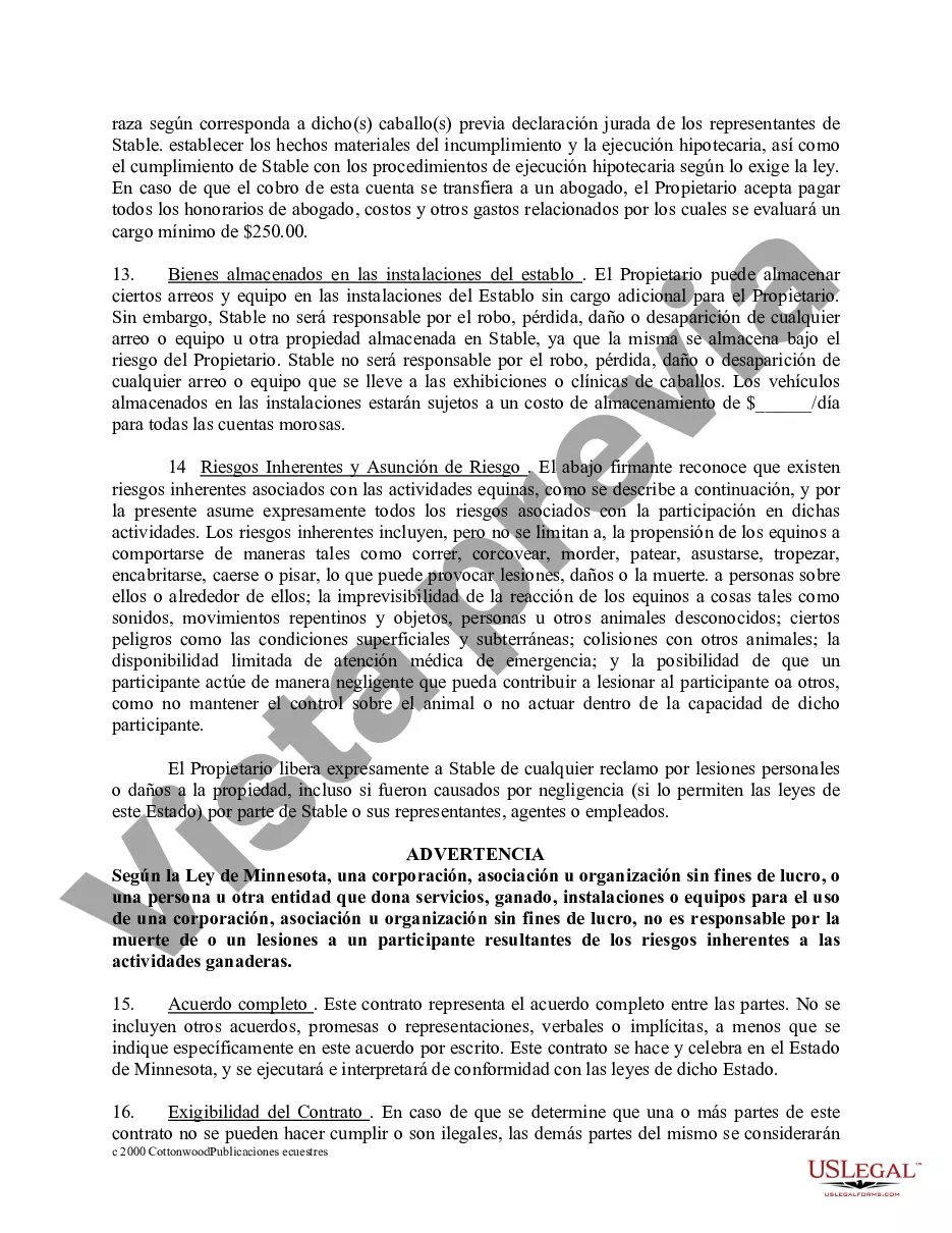 Preview Paquete de formularios equinos de caballos de Minnesota