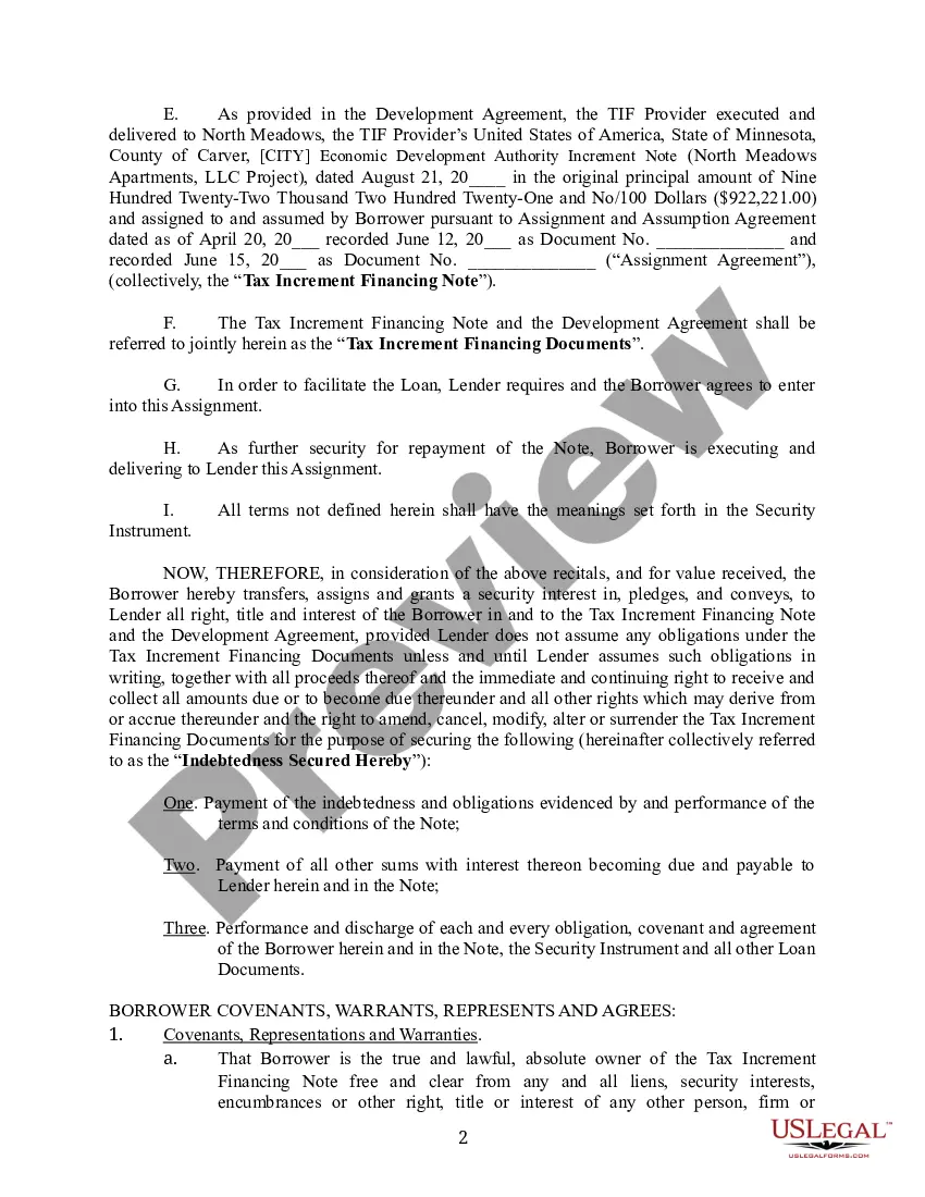 Preview Assignment of Tax Increment Financing