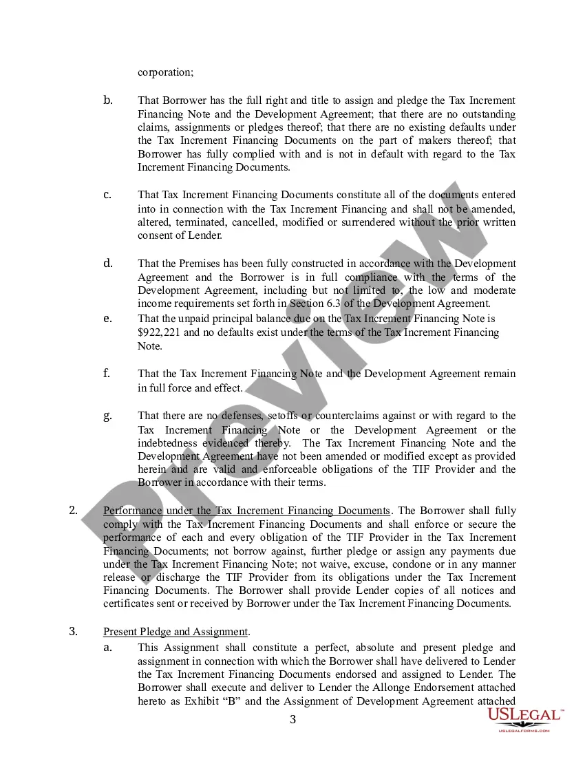 Preview Assignment of Tax Increment Financing