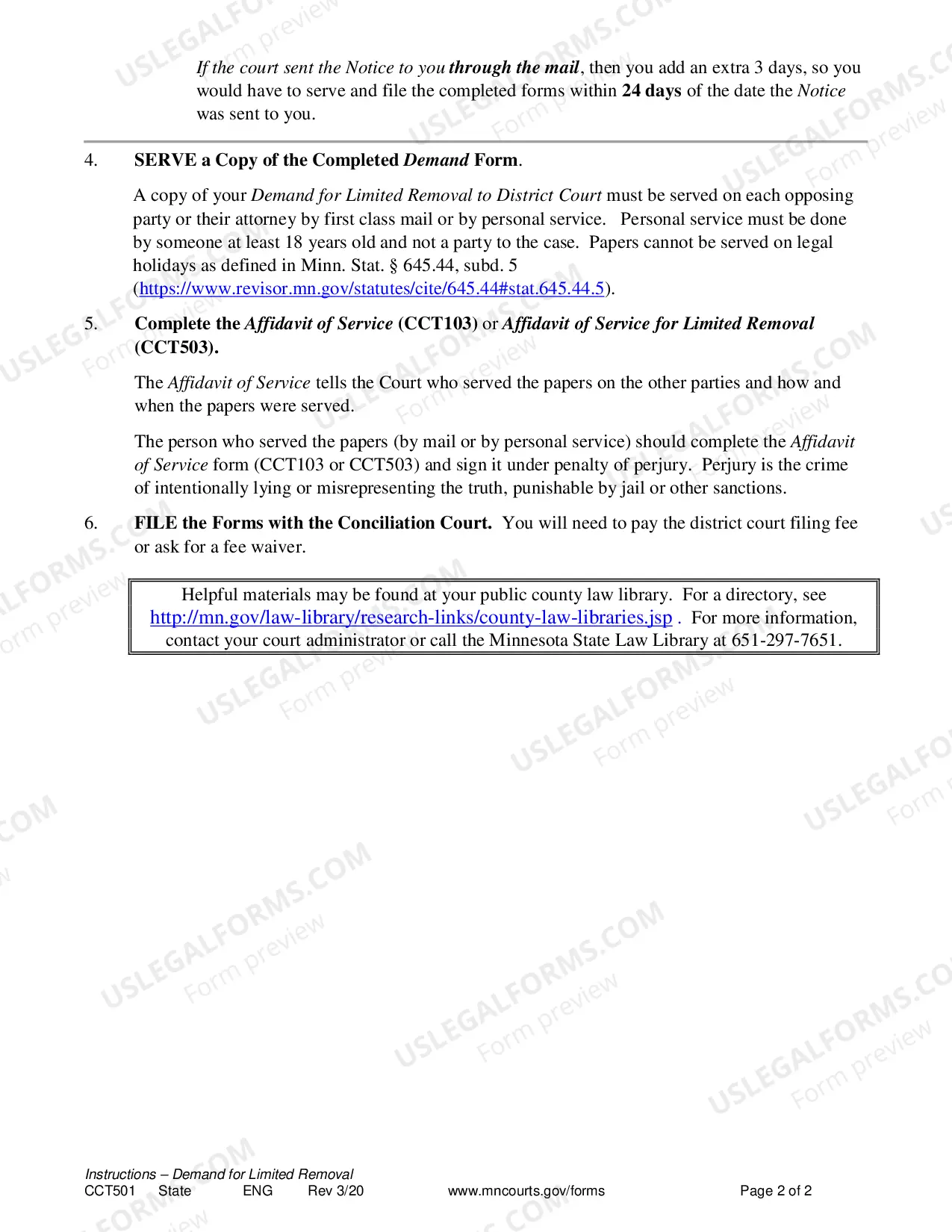 Preview Instructions for Limited Removal