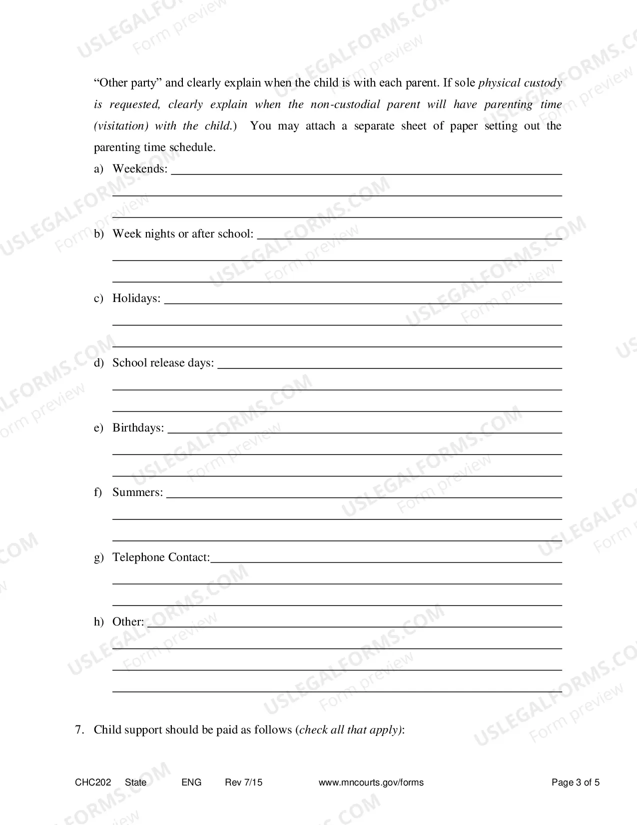 Preview Responsive Notice of Motion and Motion to Establish Child Custody and Parenting Time
