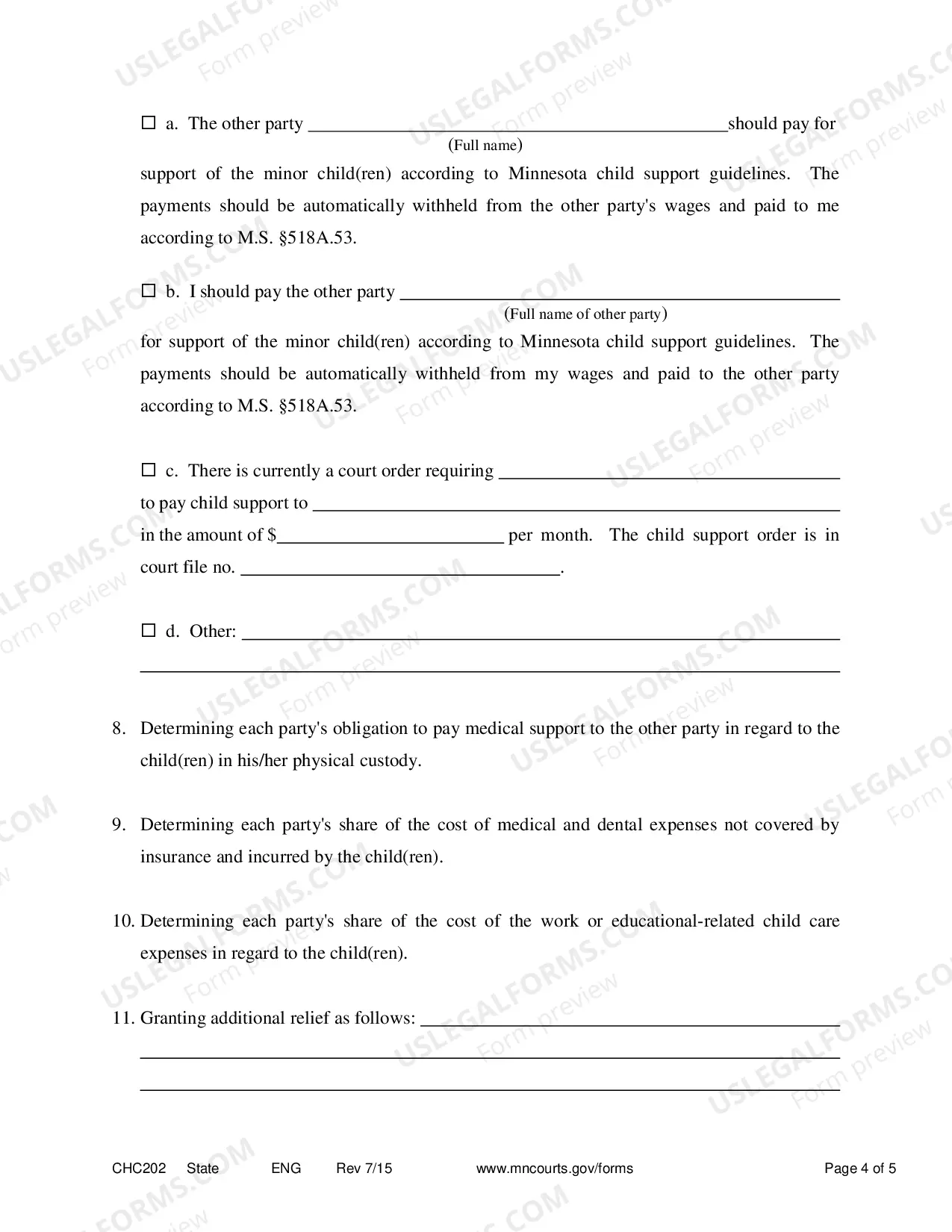 Preview Responsive Notice of Motion and Motion to Establish Child Custody and Parenting Time