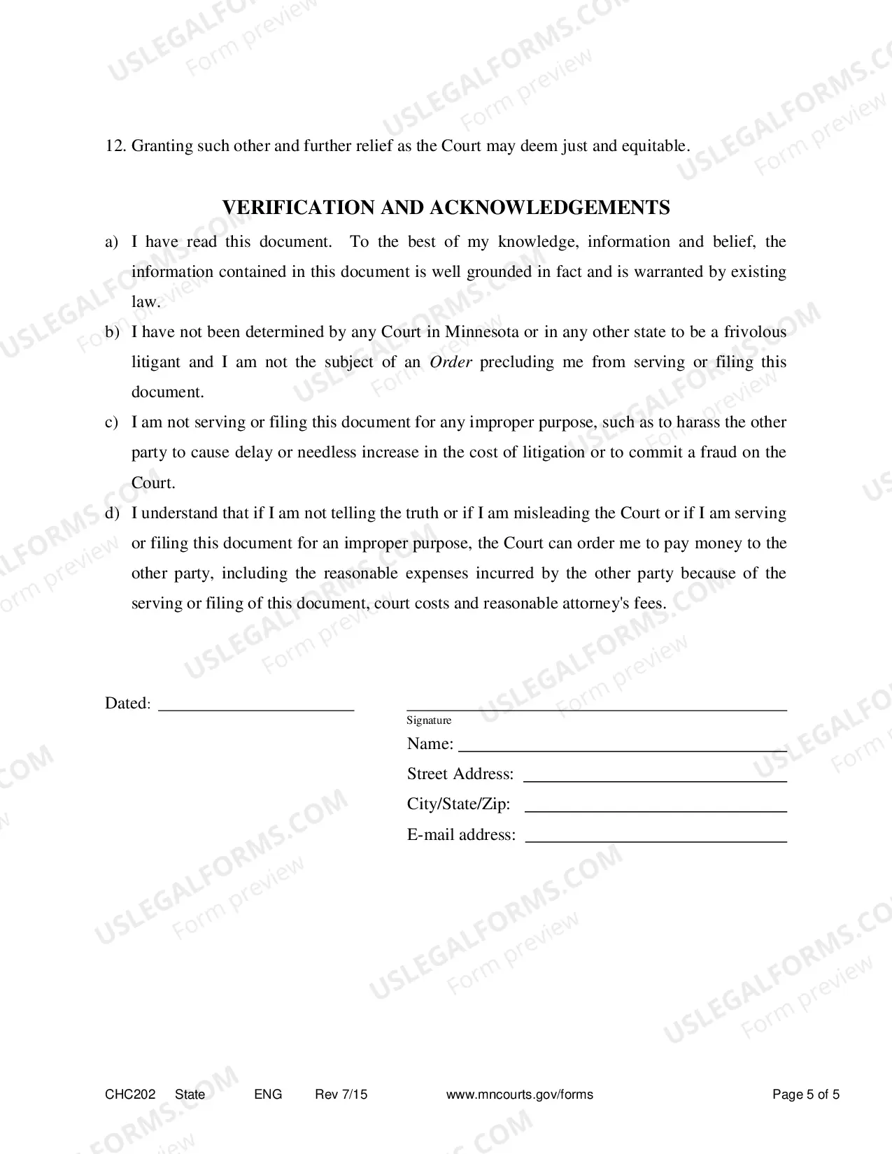 Preview Responsive Notice of Motion and Motion to Establish Child Custody and Parenting Time