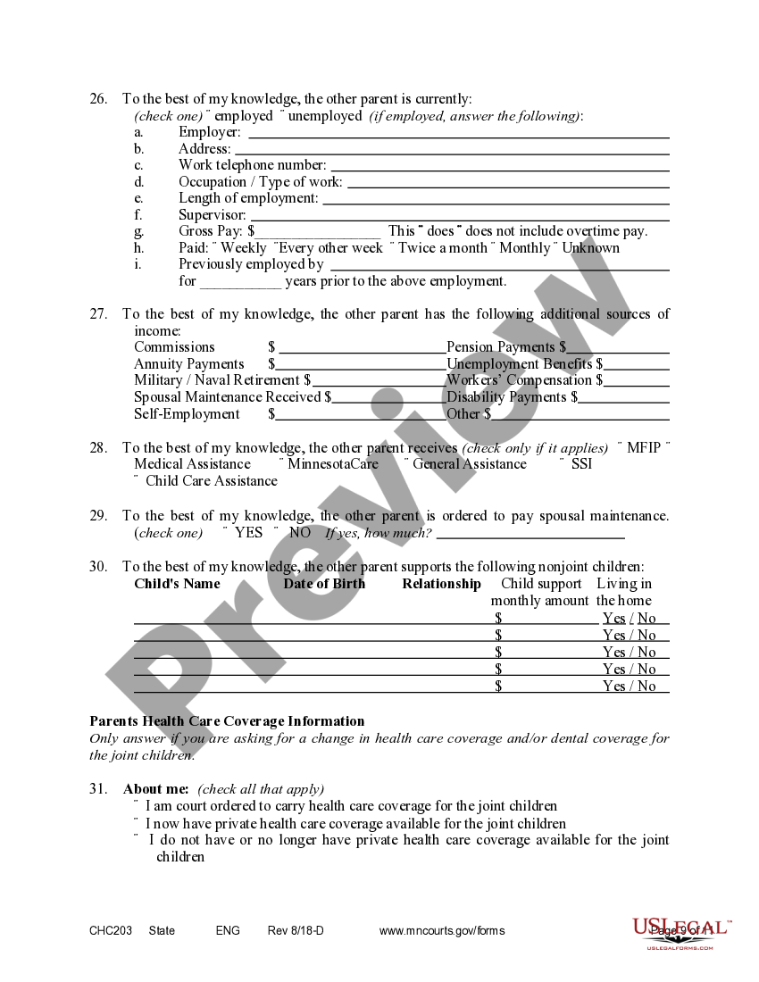 Minnesota Affidavit in Support of Responsive Motion to Establish Child