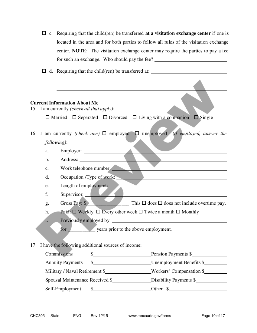 Minnesota Affidavit in Support of Motion to Change Custody Child