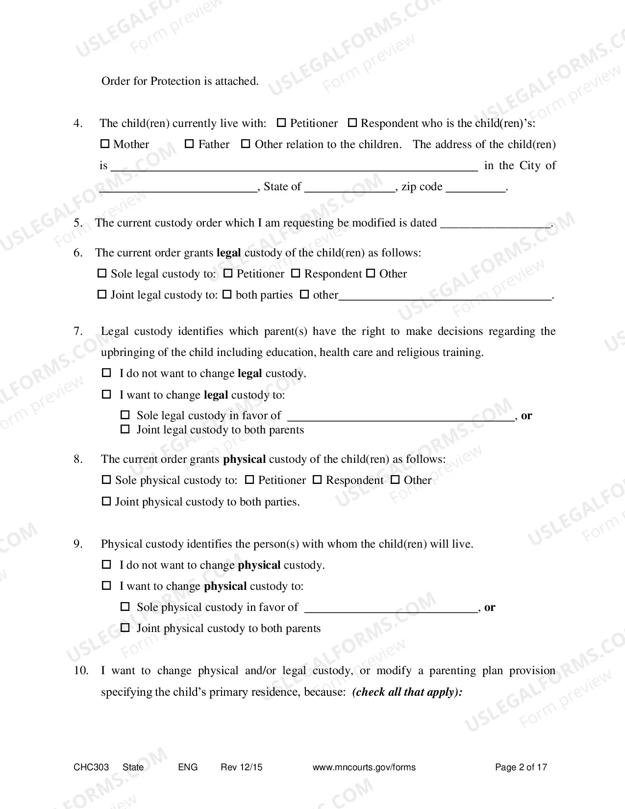 Preview Affidavit in Support of Motion to Change Custody