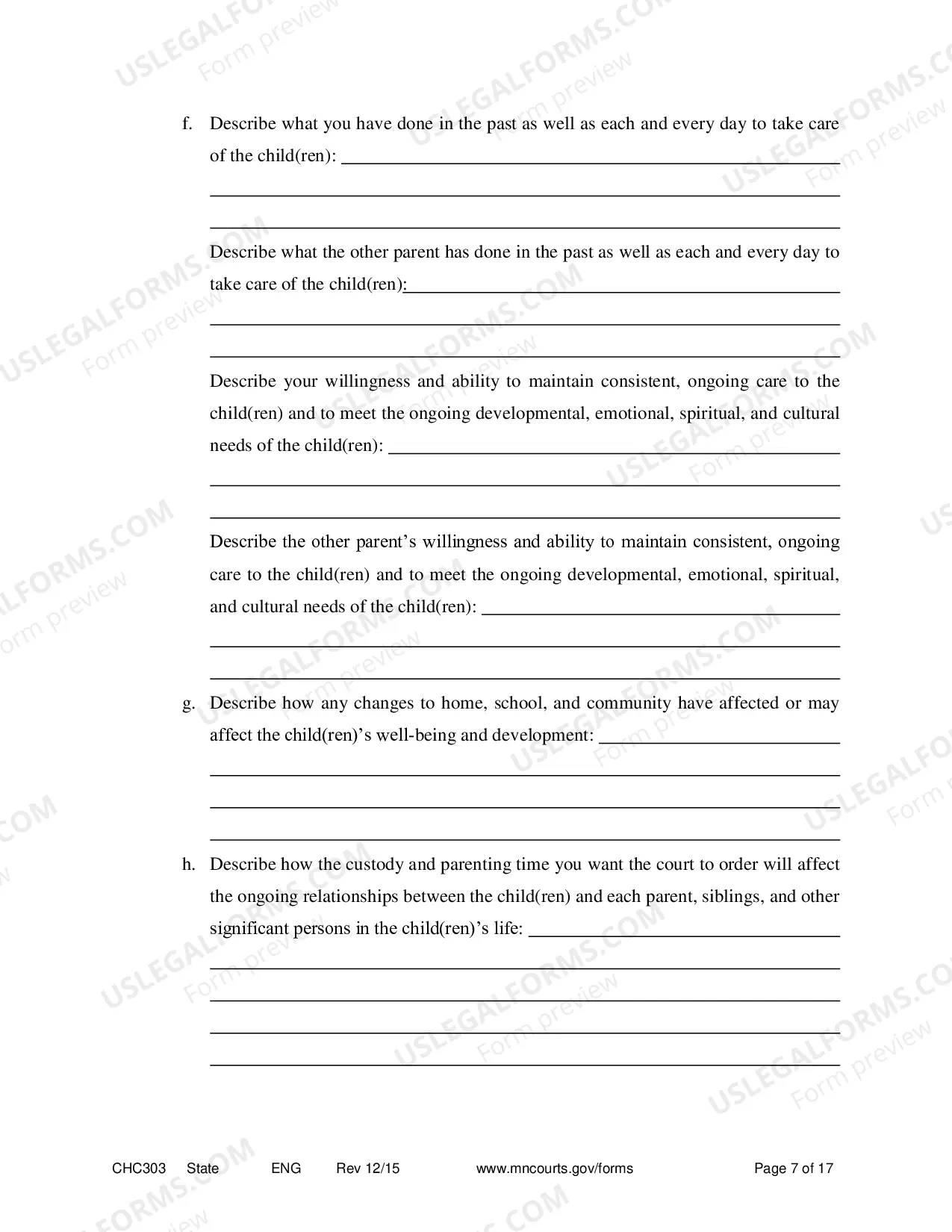 Preview Affidavit in Support of Motion to Change Custody