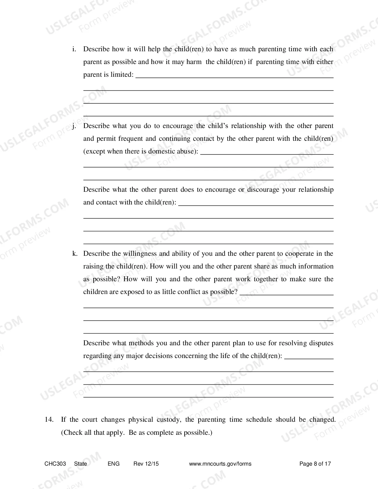 Preview Affidavit in Support of Motion to Change Custody