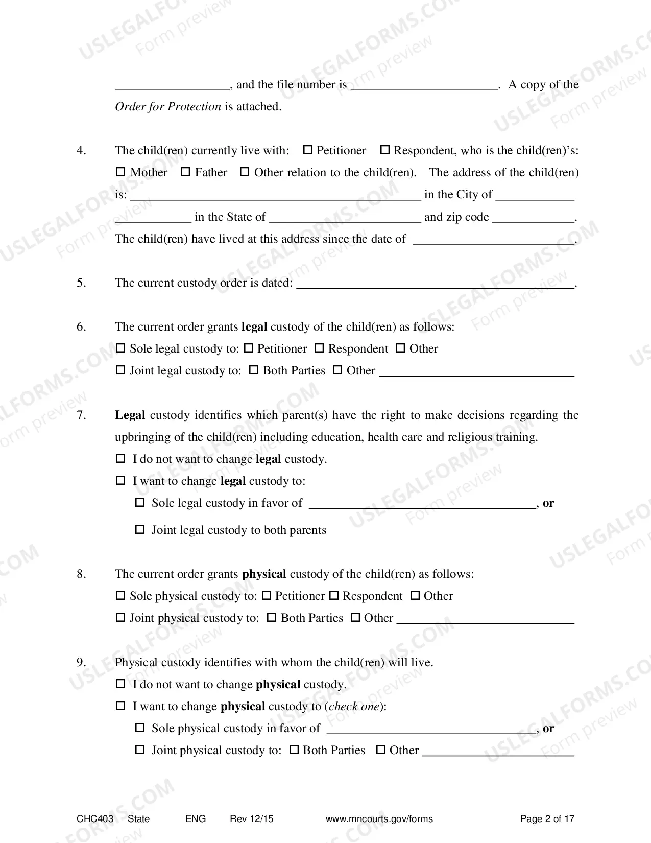 Preview Affidavit in Support of Responsive Motion for Change of Custody