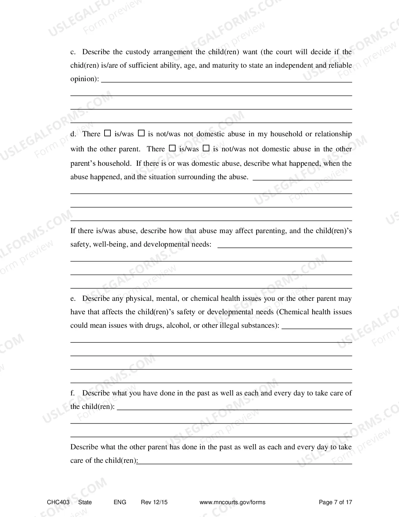 Preview Affidavit in Support of Responsive Motion for Change of Custody