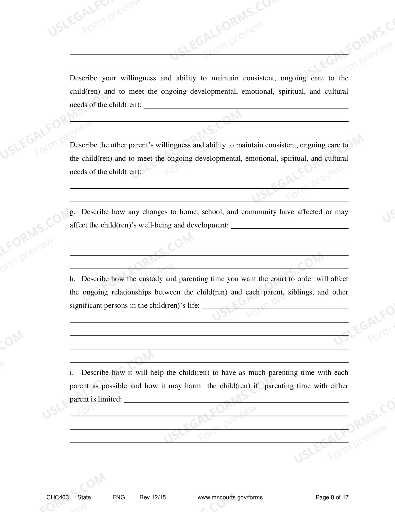 Preview Affidavit in Support of Responsive Motion for Change of Custody