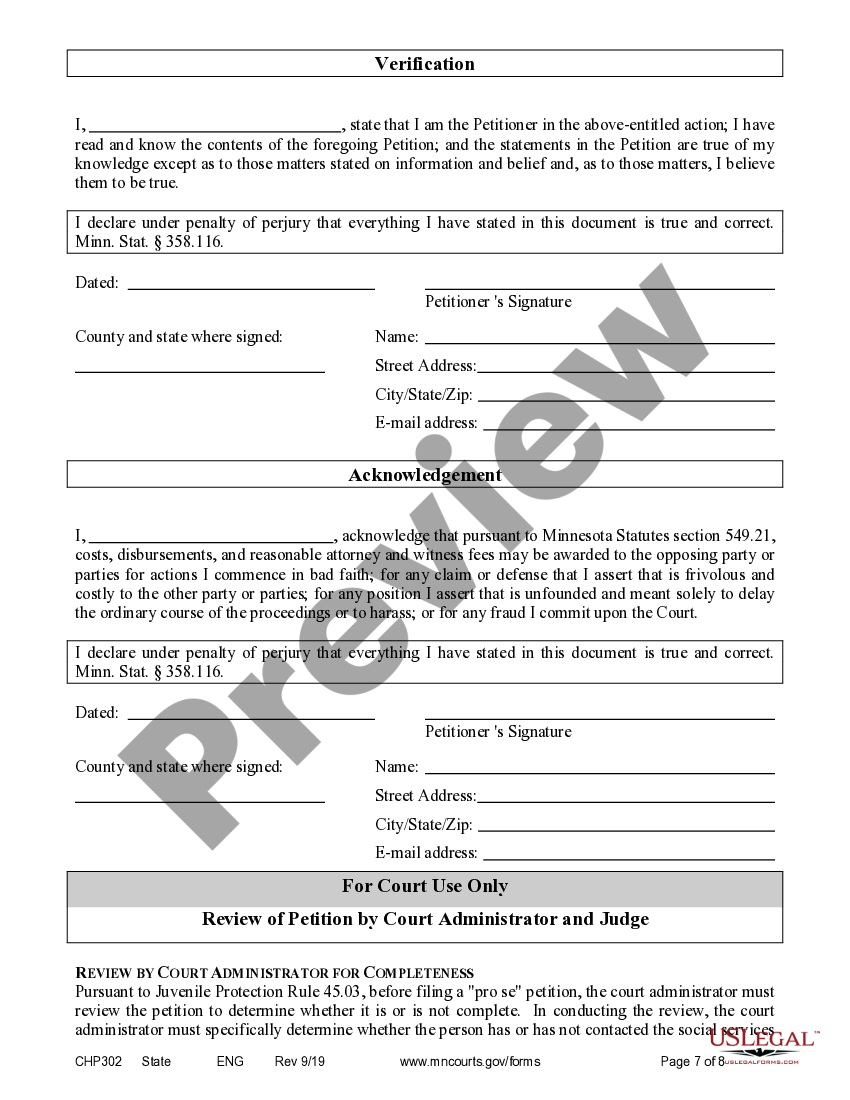 Minnesota child in need of protection or services petitions open