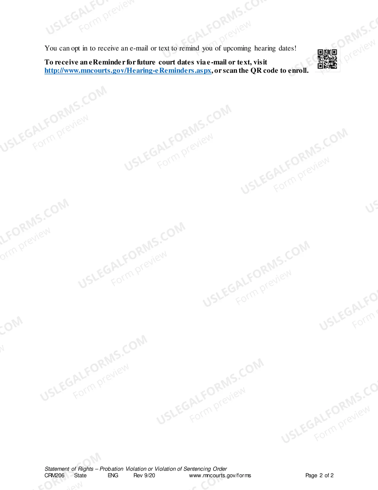 Preview Probation Violation - Statement of Rights