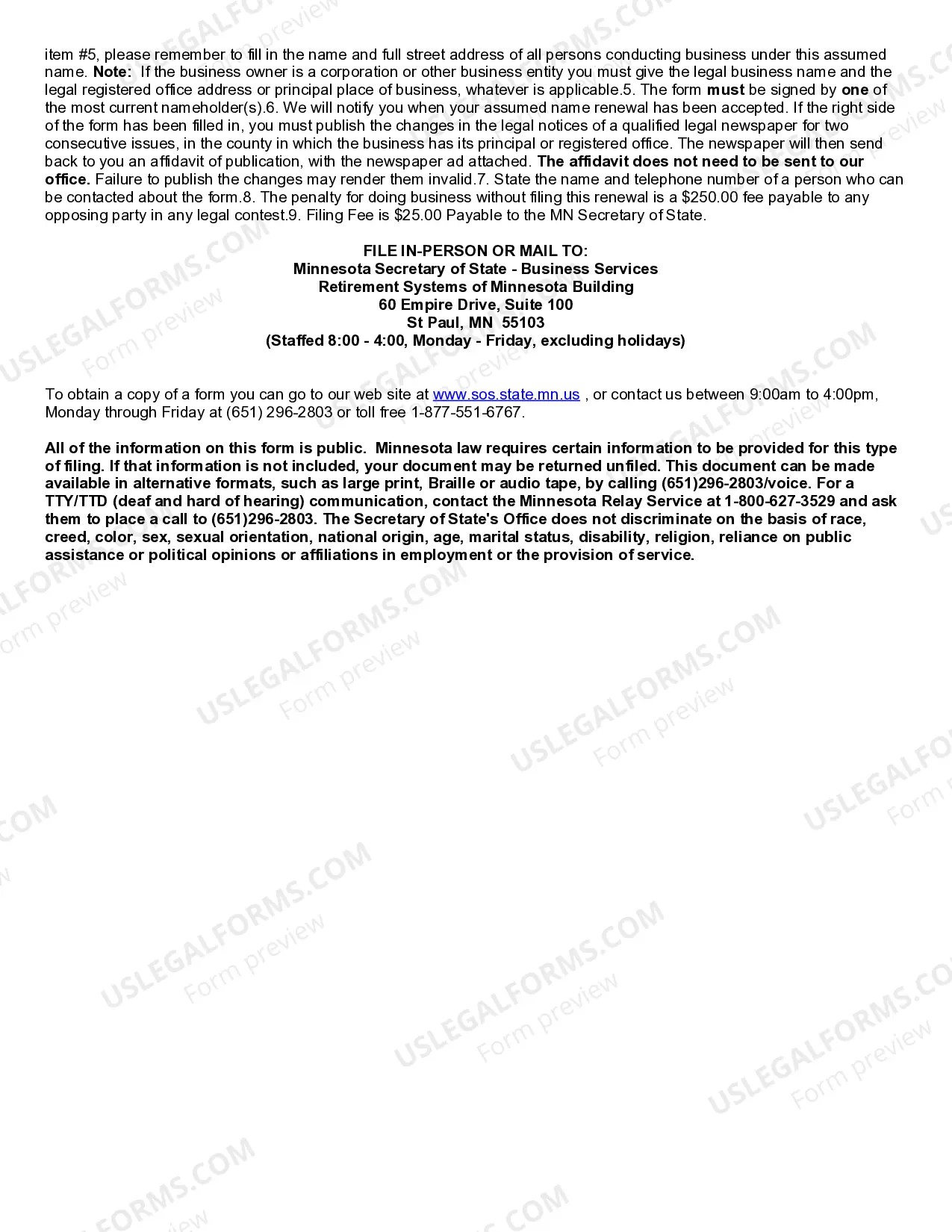 Preview Certificate of Assumed Name Renewal