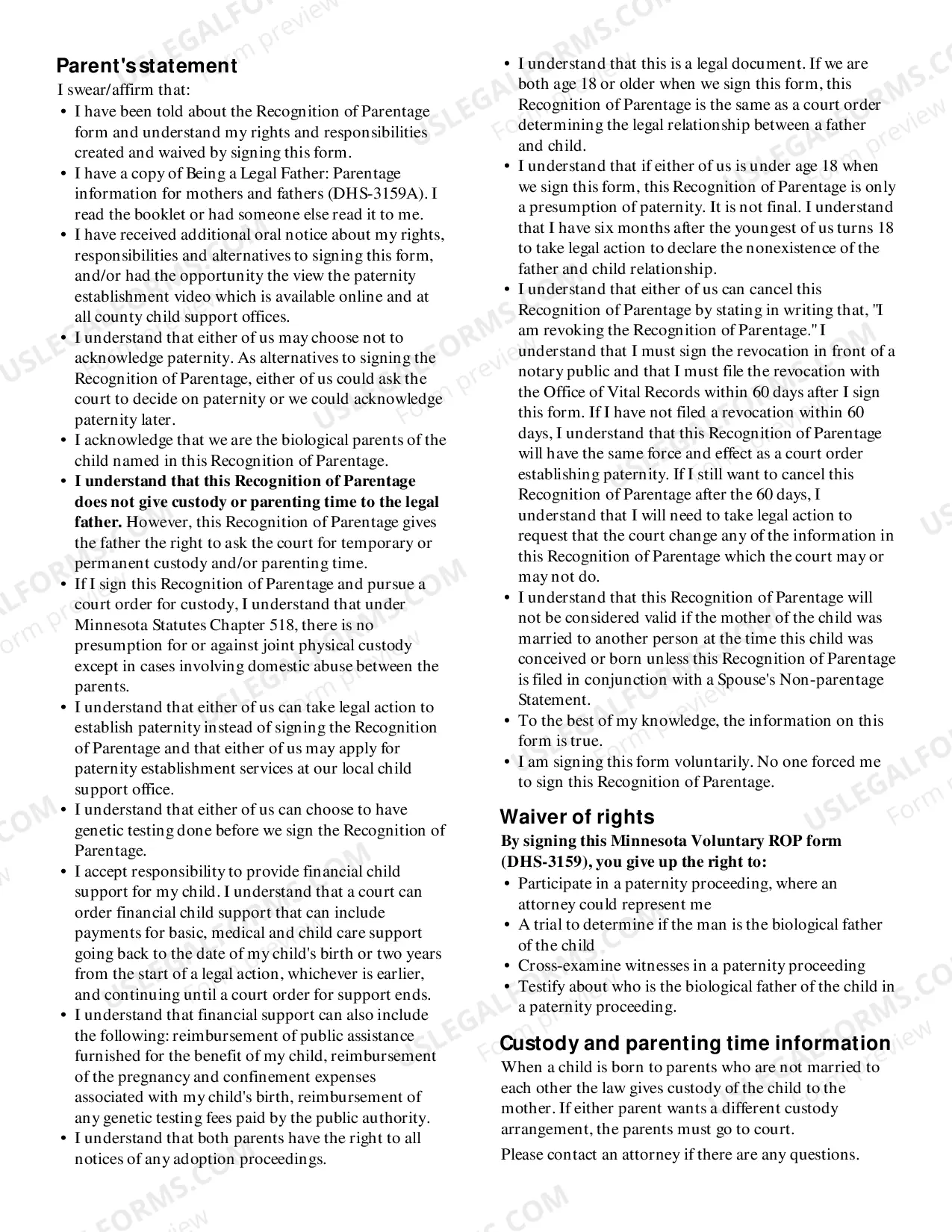 Preview Voluntary Recognition of Parentage