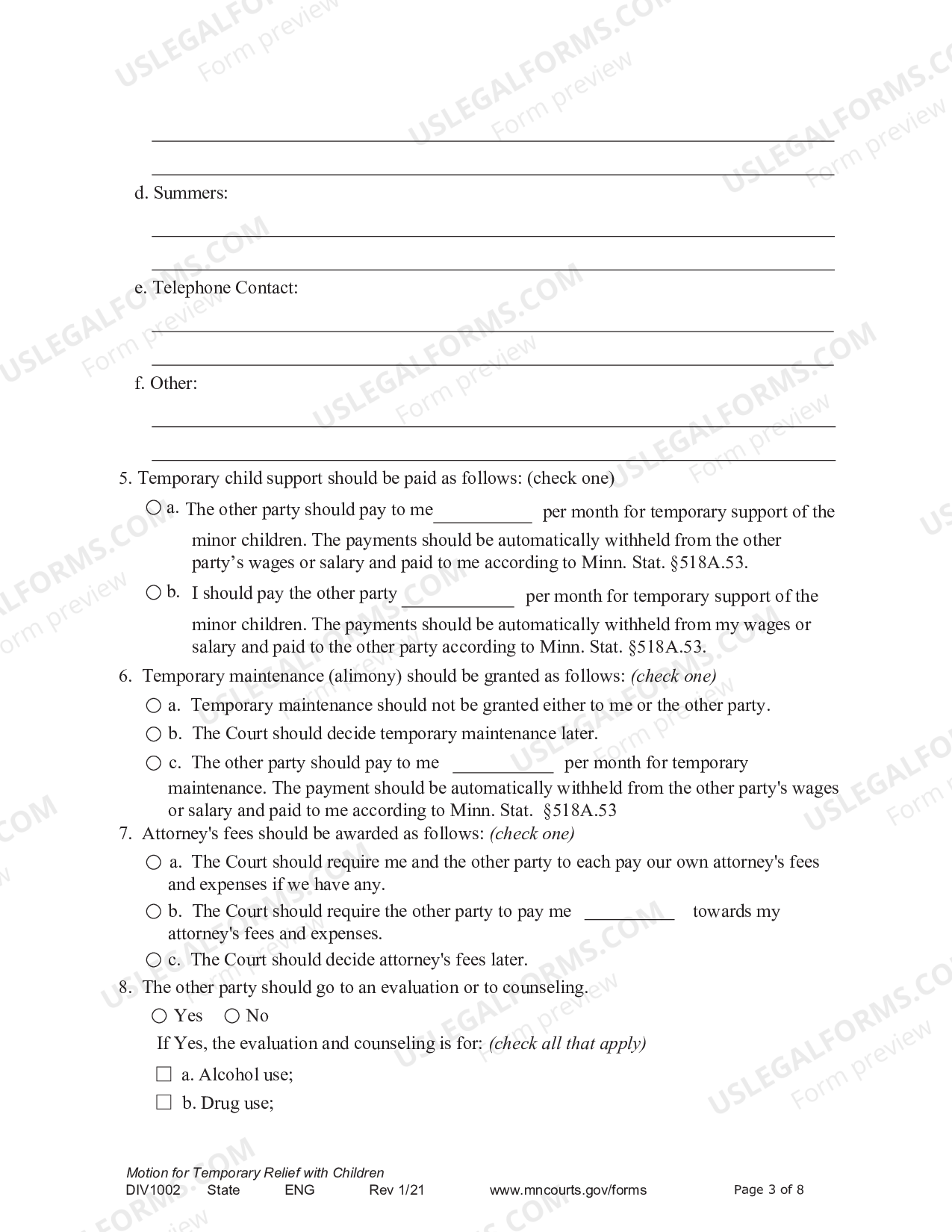 Minnesota Notice of Motion and Motion for Temporary Relief with