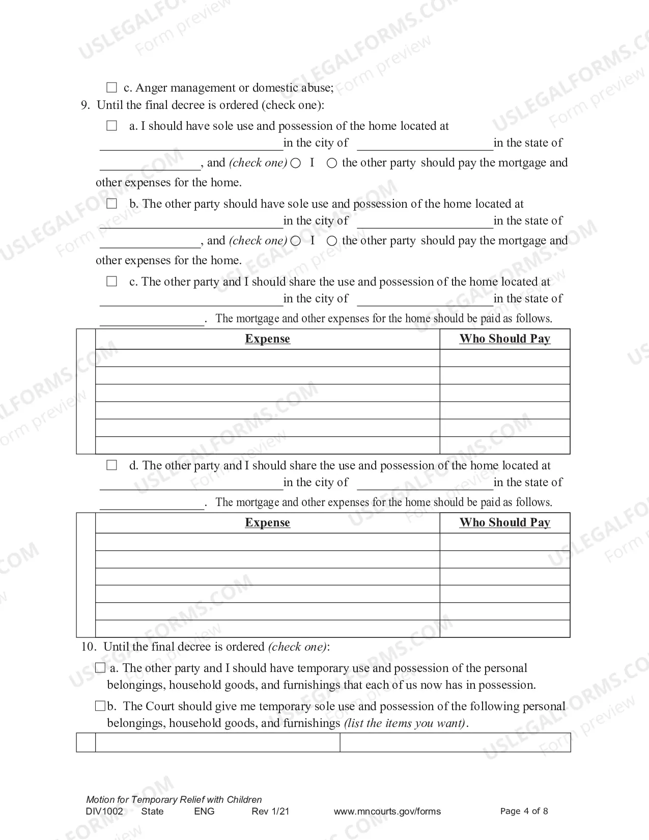 Preview Notice of Motion and Motion For Temporary Relief With Children