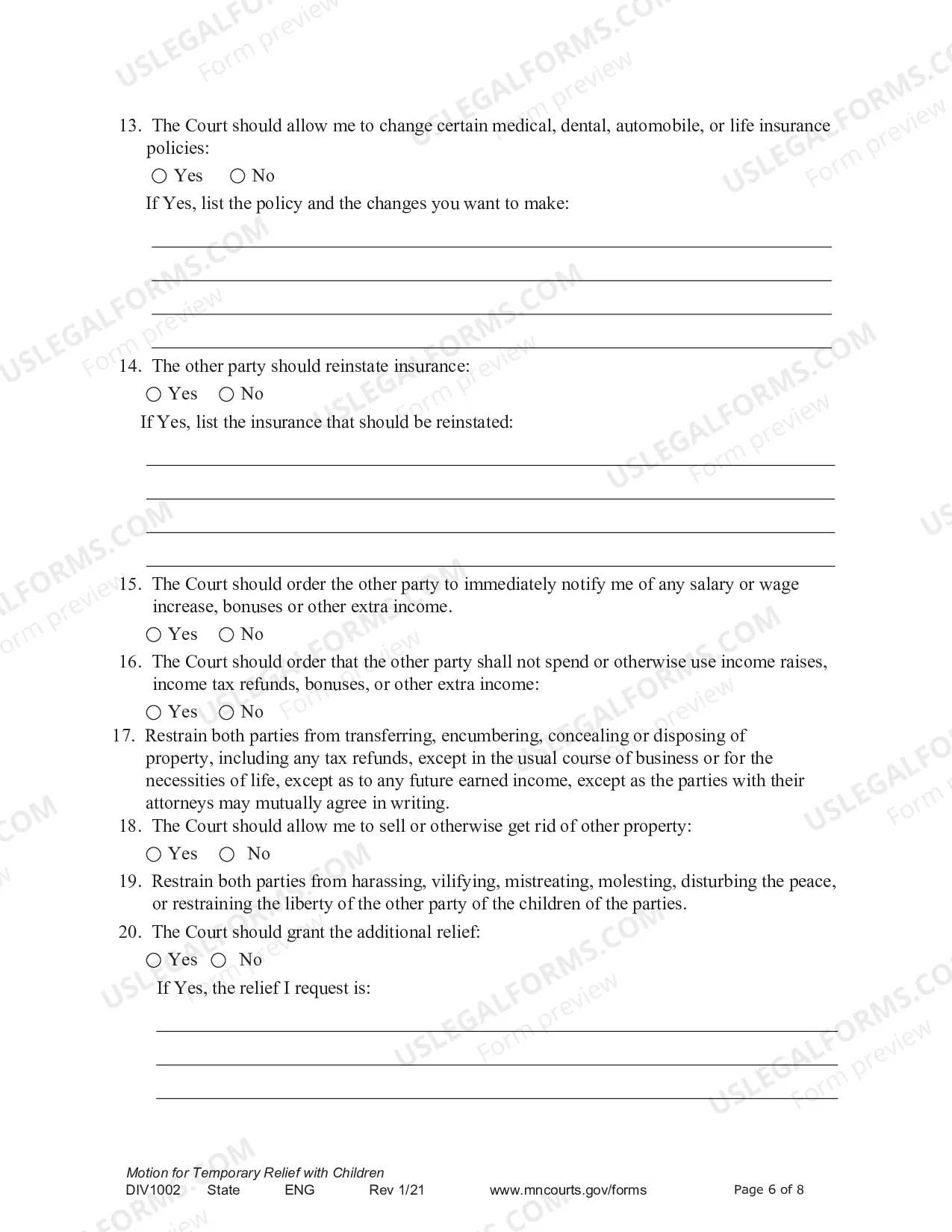 Preview Notice of Motion and Motion For Temporary Relief With Children