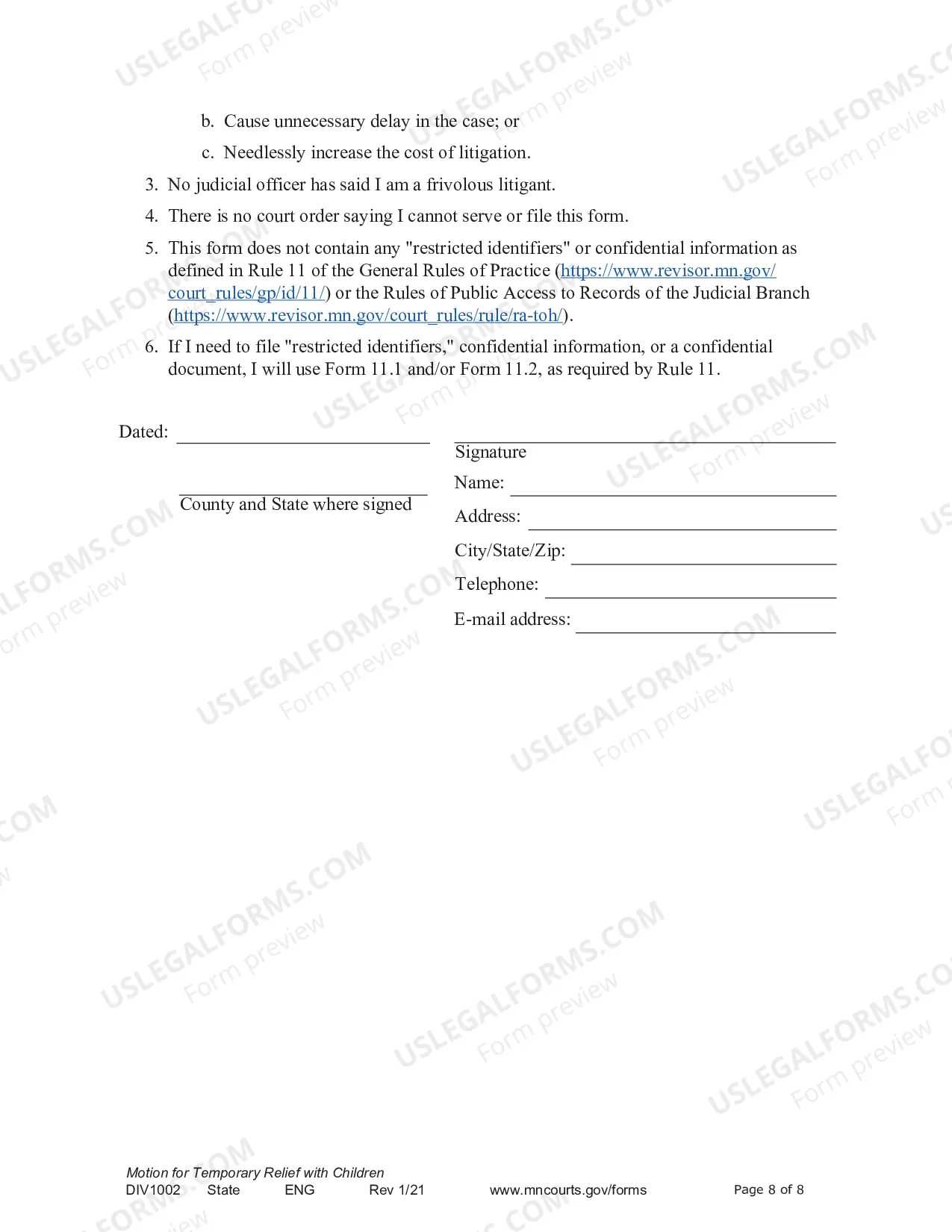 Preview Notice of Motion and Motion For Temporary Relief With Children