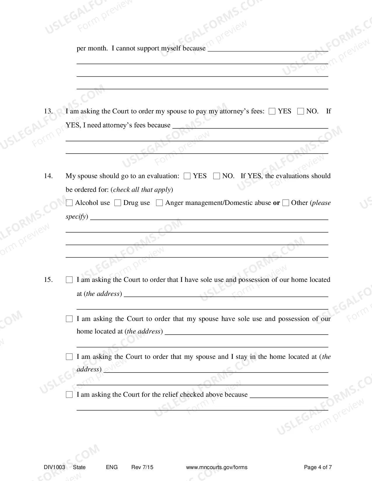 Preview Affidavit In Support of Motion For Temporary Relief With Children