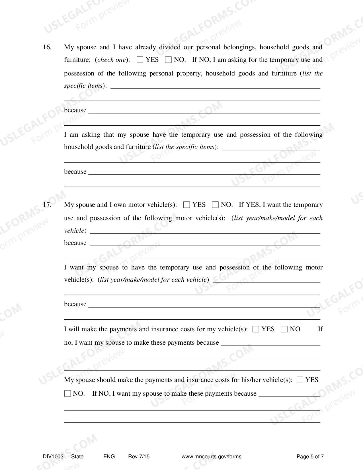 Preview Affidavit In Support of Motion For Temporary Relief With Children