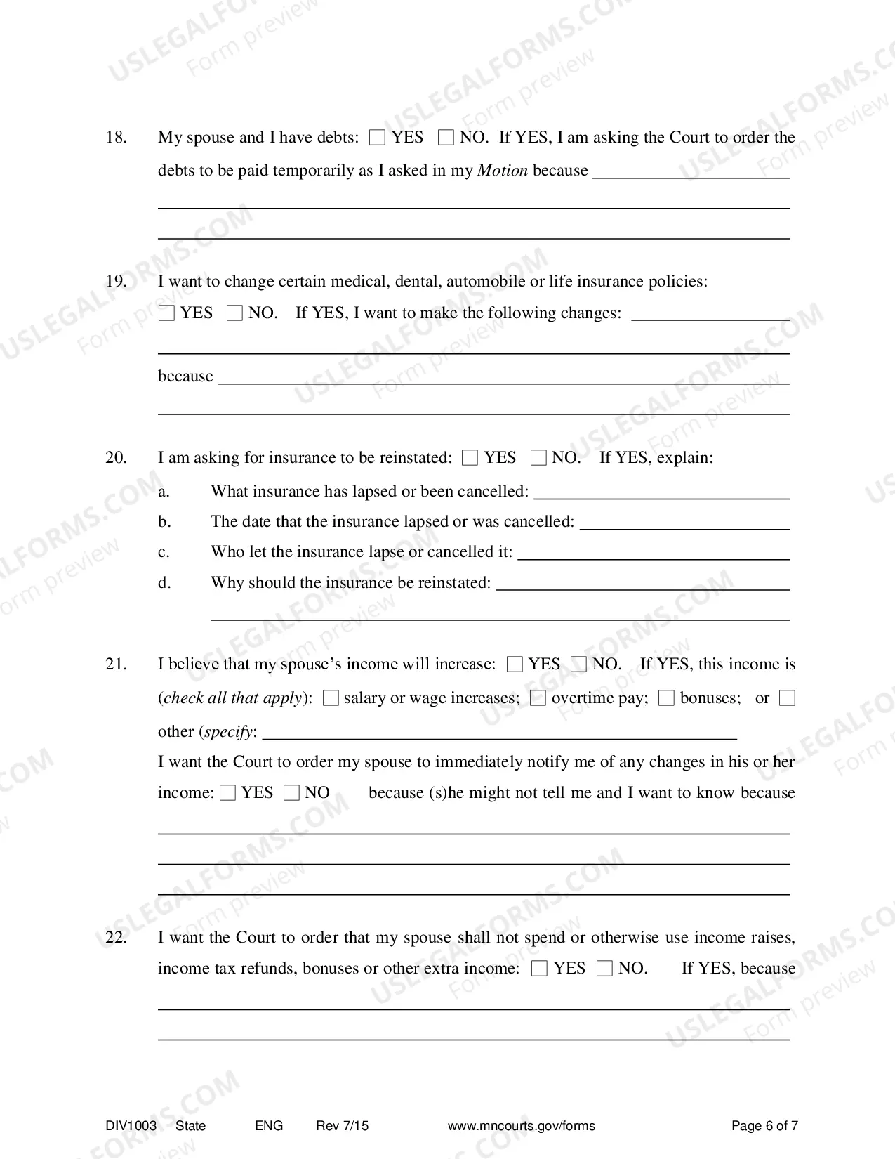 Preview Affidavit In Support of Motion For Temporary Relief With Children