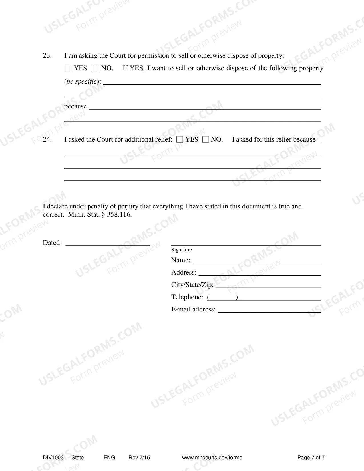 Preview Affidavit In Support of Motion For Temporary Relief With Children