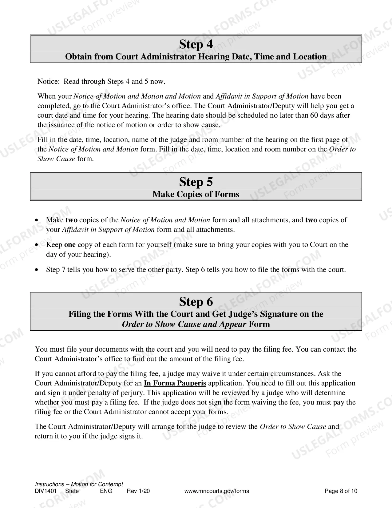 Preview Instructions for Contempt