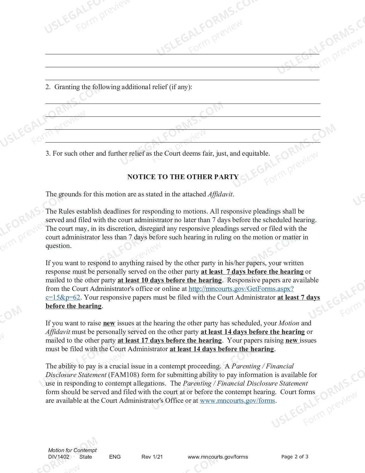 Preview Notice of Motion and Motion for Contempt