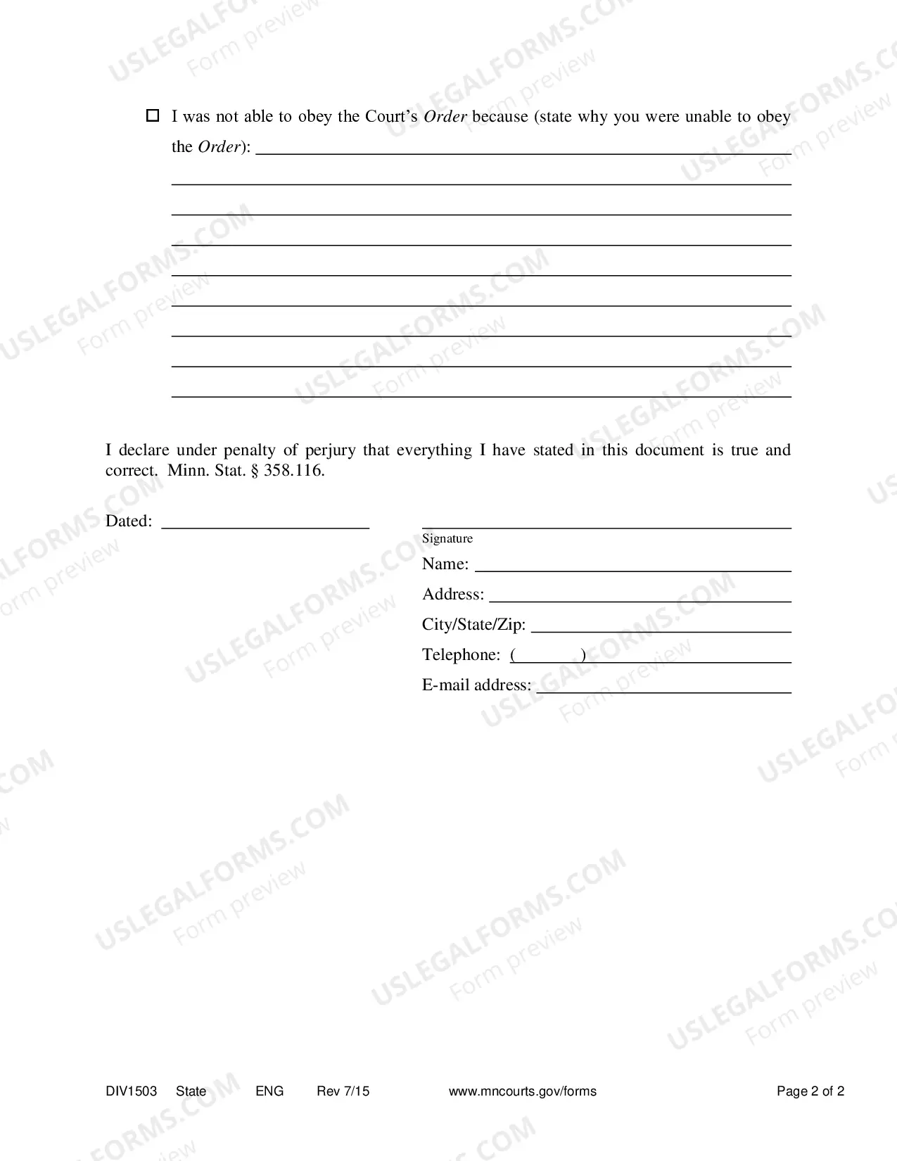 Preview Affidavit in Support of Responsive Motion for Contempt