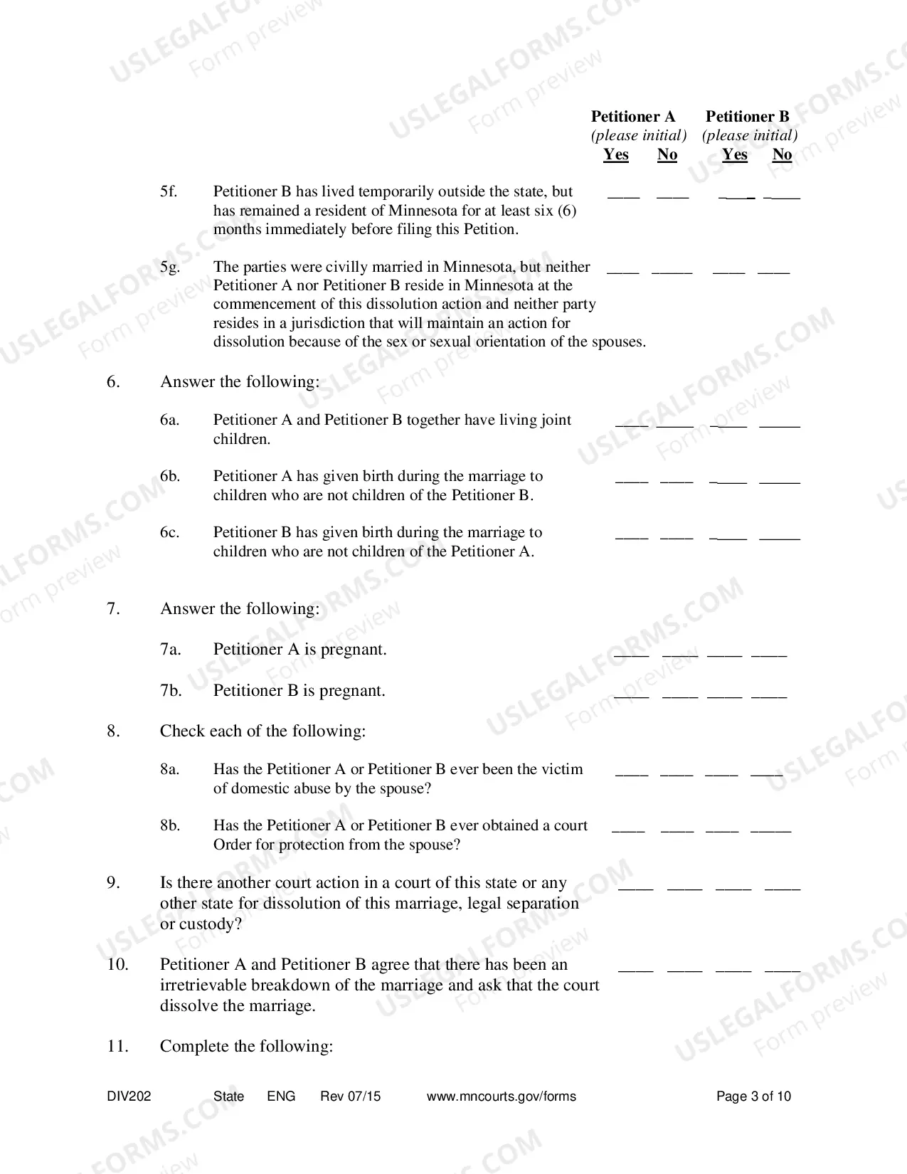Preview Summary Dissolution Form