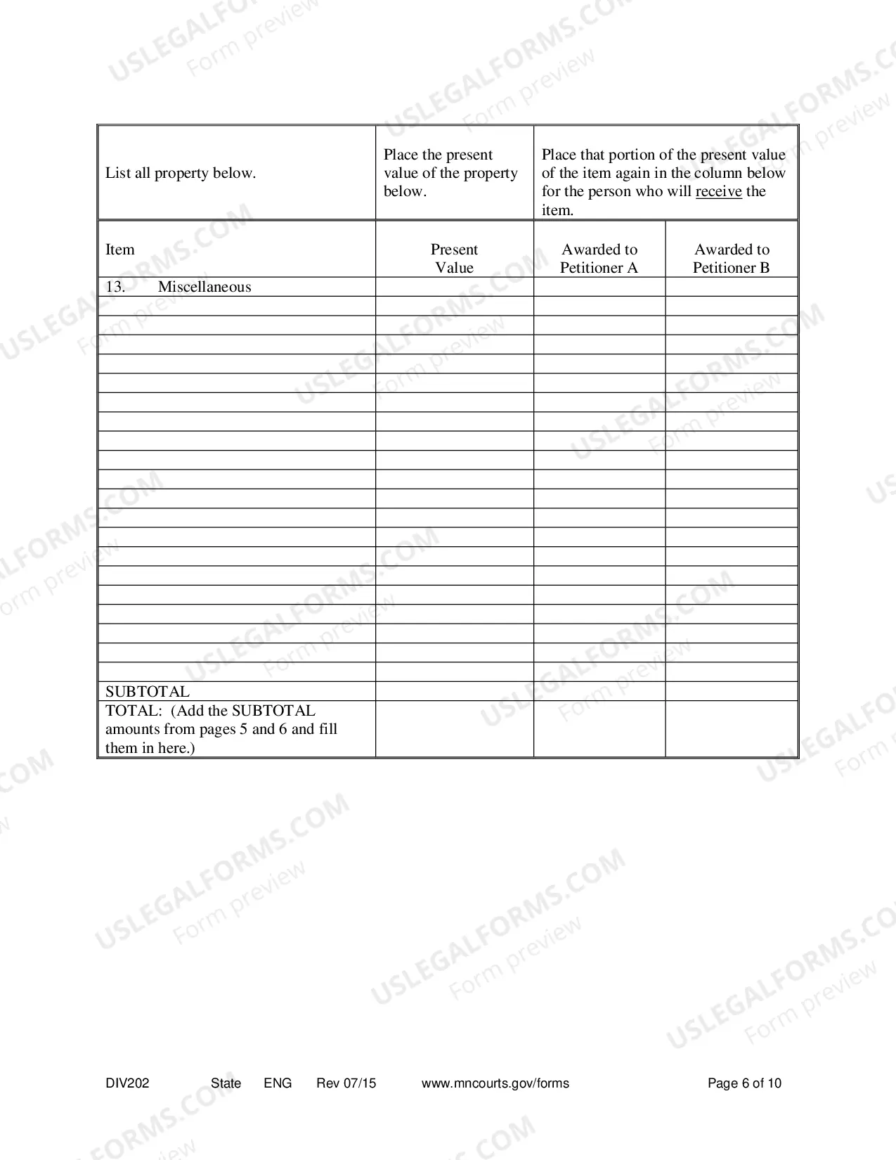 Preview Summary Dissolution Form