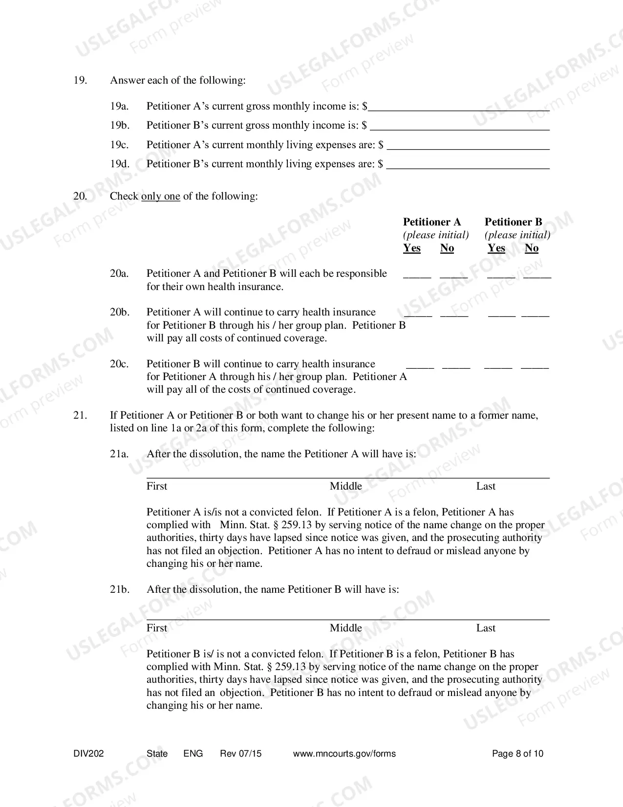 Preview Summary Dissolution Form