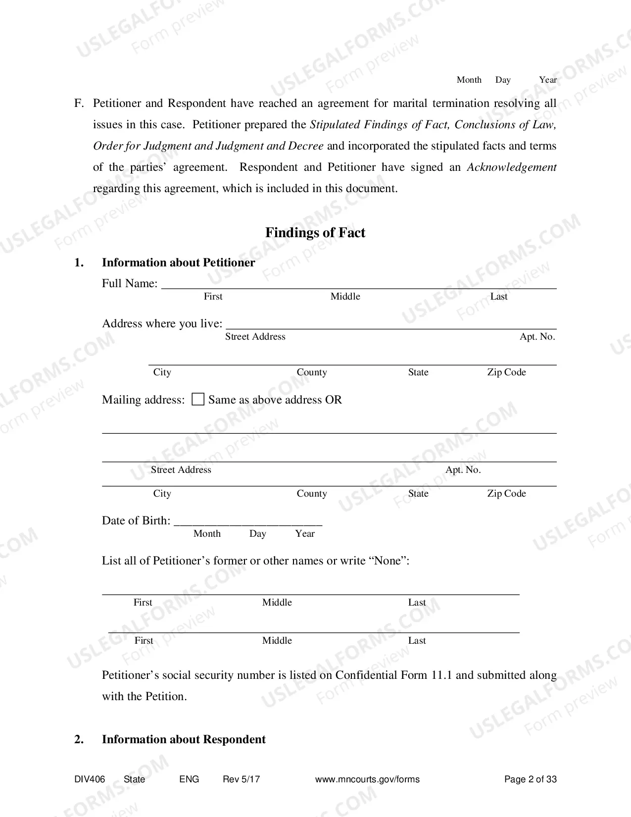 Preview Marital Termination Agreement without Children