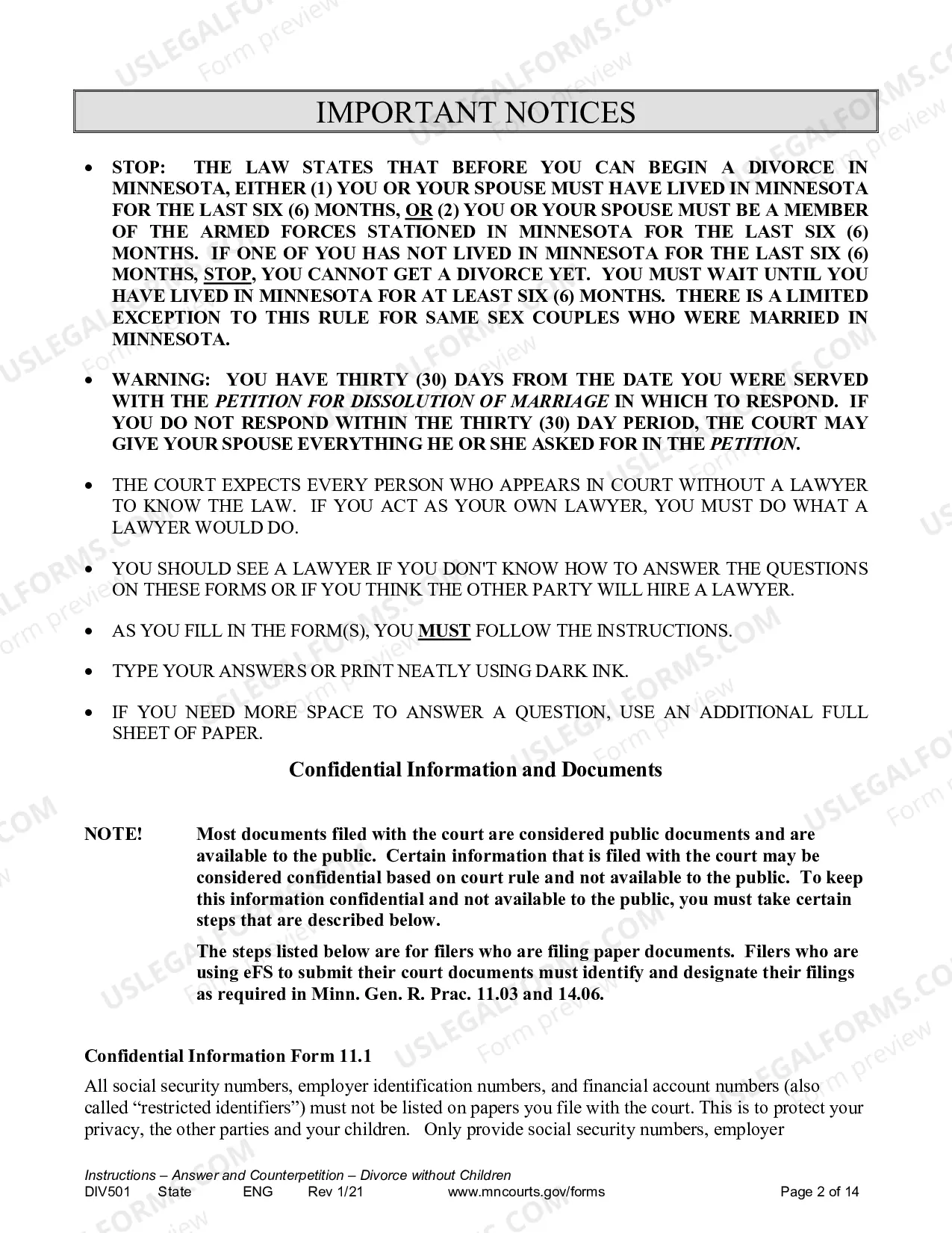 Preview Instructions - Answer and Counterpetition